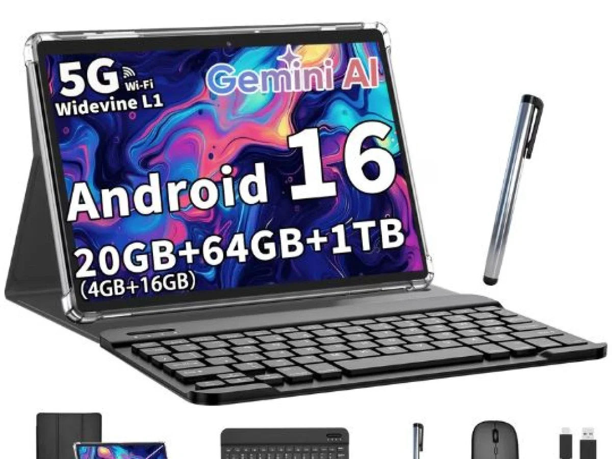 10-inch 5G WiFi tablet with keyboard, mouse and leather bag
